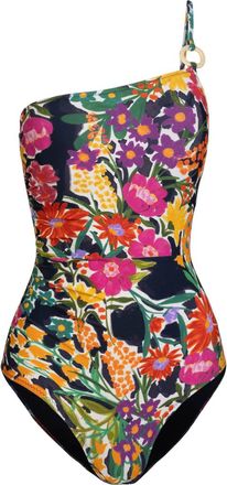 Change of Scenery Kara One Shoulder Ring Trim One-Piece Swimsuit in Gardenia at Nordstrom, Size X-Large