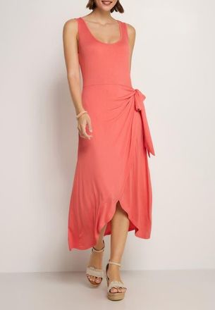 Lascana Womens Sleeveless Wrap Look Dress in Coral at Nordstrom, Size 12