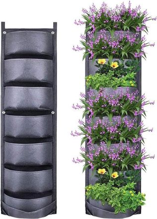 No Brand Macetas Verticales De Pared Para Jard&iacute;n - 7 Bolsillos - Negras - Perfectas Para Apartamentos Y Jardines