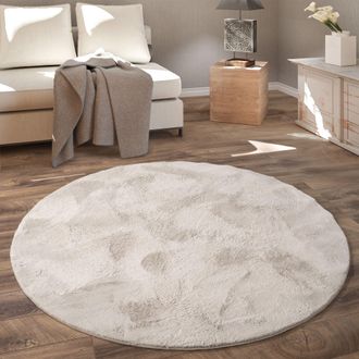 Paco Home Paco Home - Alfombra Redonda, Salon Dormitorio Pasillo Comedor Piel Imitaci&oacute;n Mullida Suave &Oslash; 200 Cm Redondo, Beige