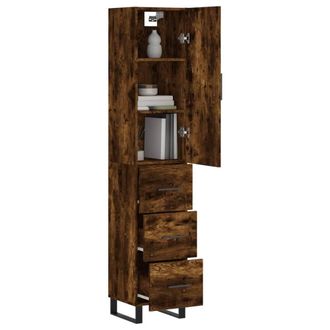 Berkfield Home Highboard Smoked Oak 34.5x34x180 cm Engineered Wood in Brown