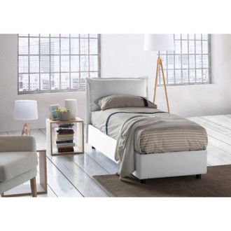 Talamo Italia Talamo Italia Cama Individual Luna, Cama Contenedor Con Revestimiento De Tela, 100% Made In Italy, Apertura Lateral, Adecuado Para Colch&oacute;n 80x190 Cm, 