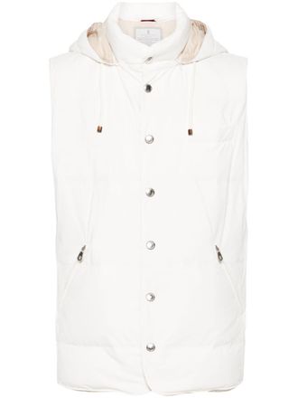 Brunello Cucinelli Bodywarmer met afneembare capuchon - Wit