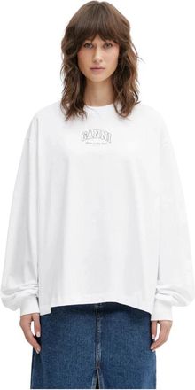 Ganni Essential Basic Long Sleeve - Dames - Longsleeves - Wit - XL - Katoen - Tops