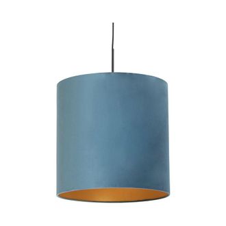 QAZQA Lampada a sospensione con paralume combi - Classico - Tessuto,Acciaio - Blu/Nero - Cilindro/Oblungo/Tondo Max. 1 x Watt - Qazqa