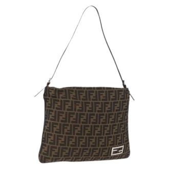 Fendi Pre-owned Zucca Canvas Shoulder Bag - Dames - Pre-owned - Bruin - Maat: ONE Size Leer