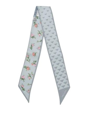 Prada 2010-2025 Floral and Geometric Print Silk scarf - women - Silk - One Size - Blue