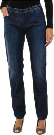 Armani Jeans Slim Fit Denim Jeans met leren strips - Dames - Slim Fit Jeans - Blauw - W25 - Denim - Jeans