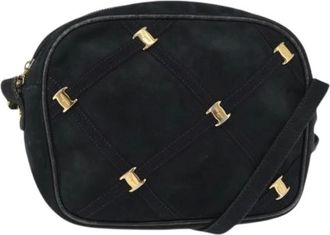 Ferragamo Pre-owned Cross Body Bags, female, Blue, Size: ONE SIZE Pre-owned Suede Shoulder Bag