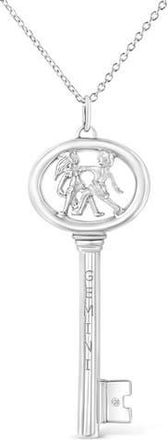 House of Brilliance 925 Sterling Silver Diamond Accent Zodiac Key 18 Pendant Necklace in Gemini at Nordstrom