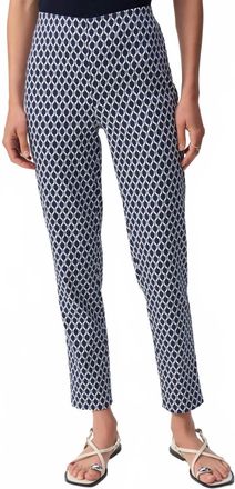 Joseph Ribkoff Geometric Mid Rise Skinny Trousers In Blue/white