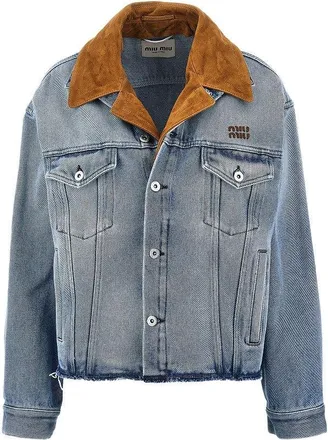 Miu Miu Denim jacket with suede collar Woman 40