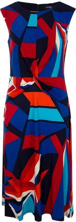 Lauren Ralph Lauren patterned midi dress - women - Recycled Polyester/Spandex/Elastane/Recycled Polyester/Spandex/Elastane - 8 - Blue