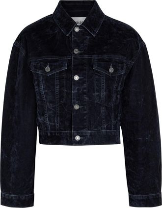 A Gold E Agolde Radley Cropped Velvet Jacket - Navy - S (UK8-10 / S)