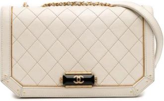 Chanel Pre-owned Flap - Dames - Vintage Schoudertas - Beige - ONE Size - Leer - Vintage