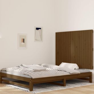 vidaXL Cabecero Cama Pared Madera Maciza Pino Marr&oacute;n Miel 127,5x3x90cm Vidaxl