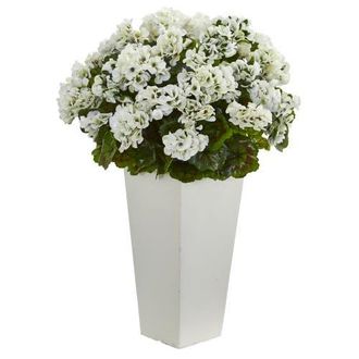 Nearly Natural 27-in Geranium Artificial Plant in White Planter UV Resistant at Nordstrom