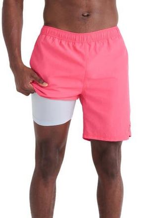 Saxx Go Coastal 2N1 7-Inch Swim Shorts in Hibiscus at Nordstrom Rack, Size Xx-Large