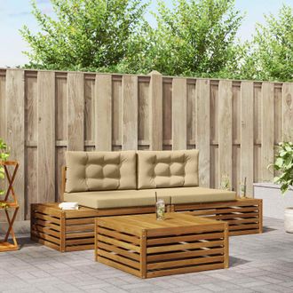 vidaXL Vidaxl 4 Pz Set Di Divani Da Esterno Naturale E Beige