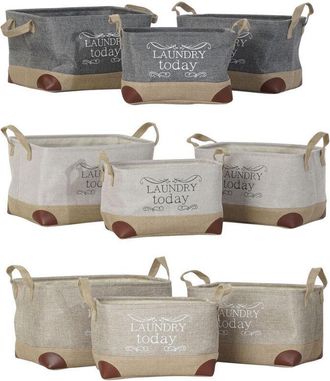 DKD Home Decor Juego De Cestas Dkd Home Decor Beige Gris Marr&oacute;n Claro 40 X 30 X 24 Cm Poli&eacute;ster Madera 3 Piezas (3 Unidades)