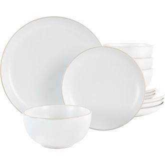 Gibson Home Rockaway 12 Piece Stoneware Dinnerware Set in White at Nordstrom