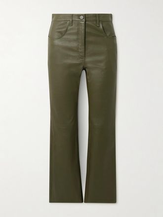 Joseph Pantaloni Cropped Svasati In Pelle Duke - Verde