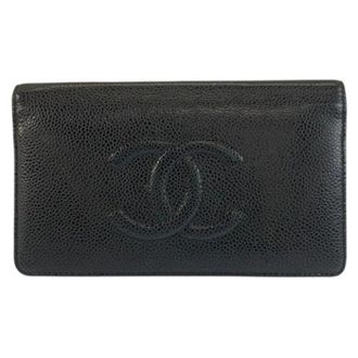 Chanel Pre-owned Wallets, female, Black, Size: ONE SIZE Pre-owned Leather Long Wallet