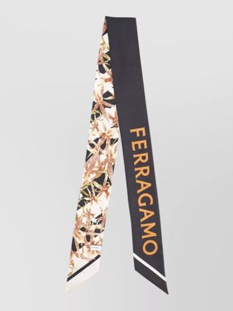 Ferragamo long bloom print silk bandeau scarf