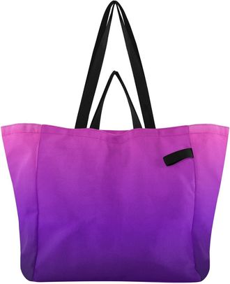 Generic Purple Pink Gradient pattern Reusable Canvas Tote Bag, Heavy Duty Grocery Shopping Bag with Double Handles Hard Bottom Large Capacity Work Groceries T