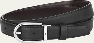 Montblanc Mens Reversible Leather Buckle Belt
