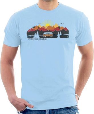Volkswagen Camper Mountain Sunrise Mens T-Shirt Sky Blue