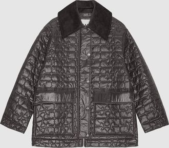 Ganni Veste Shiny Quilt Midi Phantom