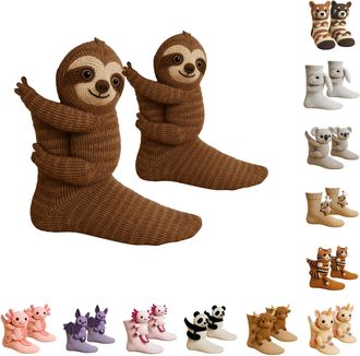 Generic Sloth Socks 3D Knit Animal Socks,2026 New Novelty Floor Sock for Christmas,Cute Novelty Animal Socks,Cute Hand Crochet Knit Sock,Winter Warm Floor soc