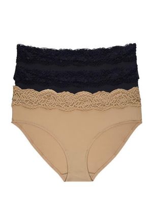 Skarlett Blue Divine Lace Trim Hipster 3-Pack in Black/black/nylon at Nordstrom, Size X-Large