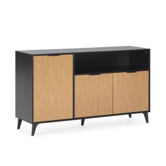 HOMN Aparador 3 puertas 1 hueco, color negro/madera