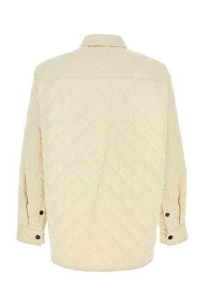 Bottega Veneta Mens Quilted Tech Cotton Jacket Beige Nylon