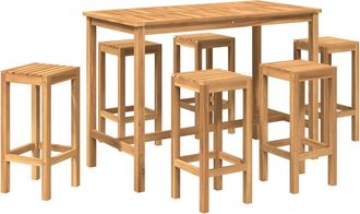vidaXL Conjunto De Bar Al Aire Libre 7 Uds. Natural Vidaxl