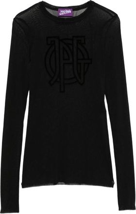 Jean Paul Gaultier Flocked-logo Sheer Top