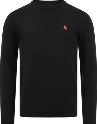 U.S.Polo Association heren trui - ronde hals met ribboorden & geborduurd logo