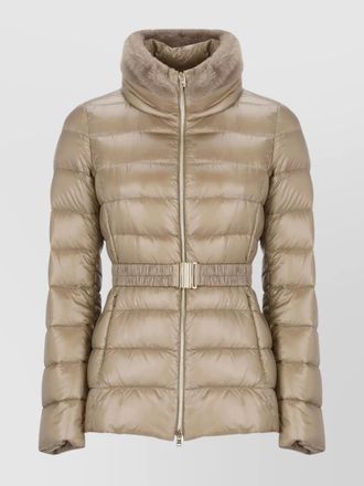 Herno padded quilted down jacket with fur trim