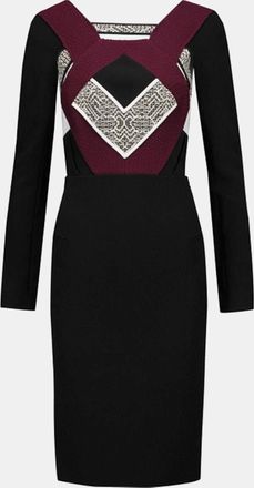 Roland Mouret Color Block Textured Crepe Shapur Mini Dress