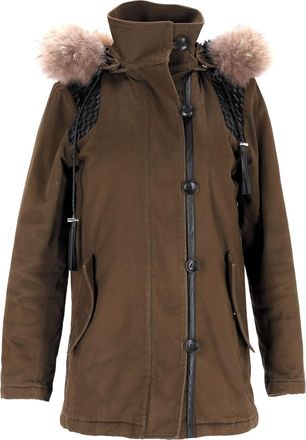 Maje Gove parka van imitatiebont in olijfgroen polyester