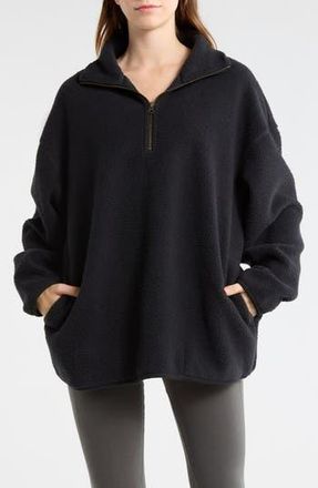 Free People Coco Faux Shearling Pullover Sweatshirt in Black at Nordstrom Rack, Size Small