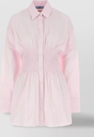 Prada smocked waist long sleeves tote bag