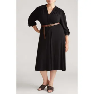 Universal Standard Liquid Long Sleeve Dress in Black at Nordstrom, Size Xs