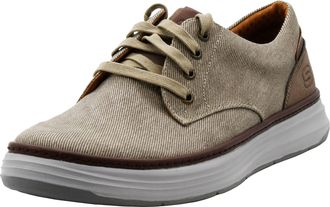 Skechers Mens Moreno Canvas Oxford Shoe, Stone, 8 UK Wide