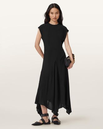 AllSaints Viscose Marilka Midi Dress, Size: UK 14/US 10