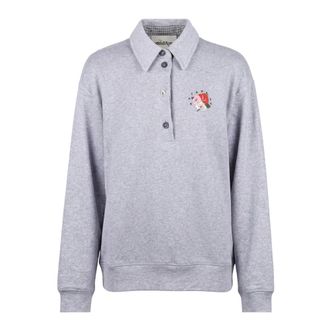 ottod'Ame Sweatshirts, female, Gray, Size: S Polo Sweatshirt with Embroidery