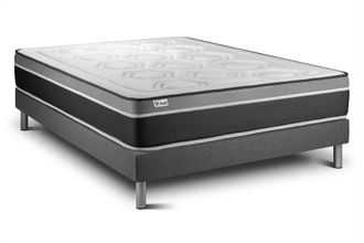 VITALIT Somier gris + Colch&oacute;n con muelles y viscoel&aacute;stica 180 x 200