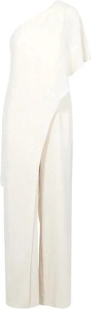 Ralph Lauren Cape Georgette One-Shoulder Jumpsuit - Dames - Jumpsuits - Wit - XS - Polyester - Jumpsuits & Playsuits